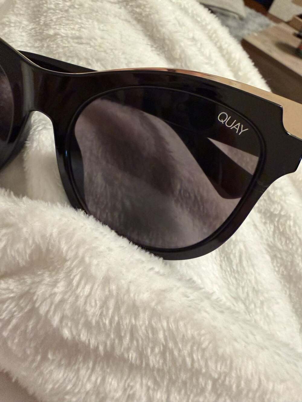 Quay Australia It's My Way Gold Black Cat Eye Sunglasses